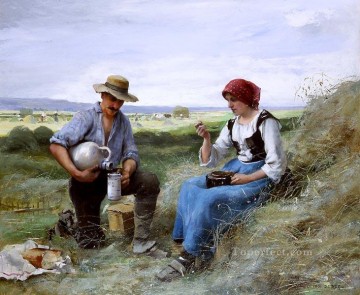  Realism Oil Painting - Le dejeuner de faneuses farm life Realism Julien Dupre